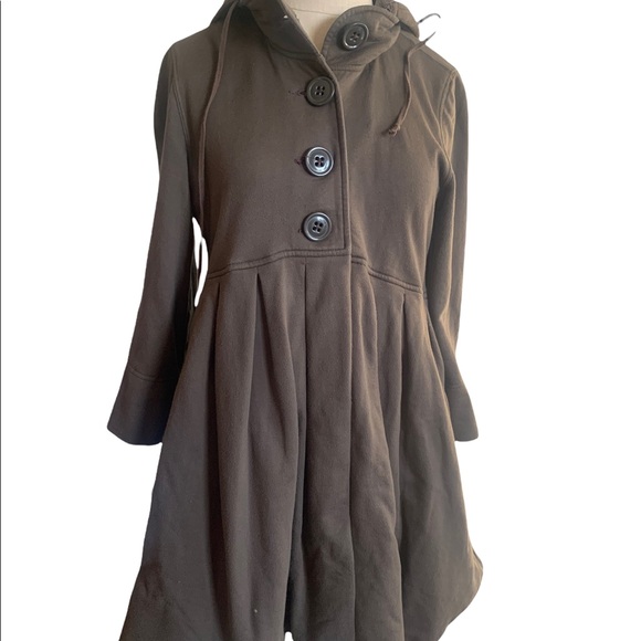Free People Jackets & Blazers - Free people olive green cotton and polyester swing coat with zip off hood